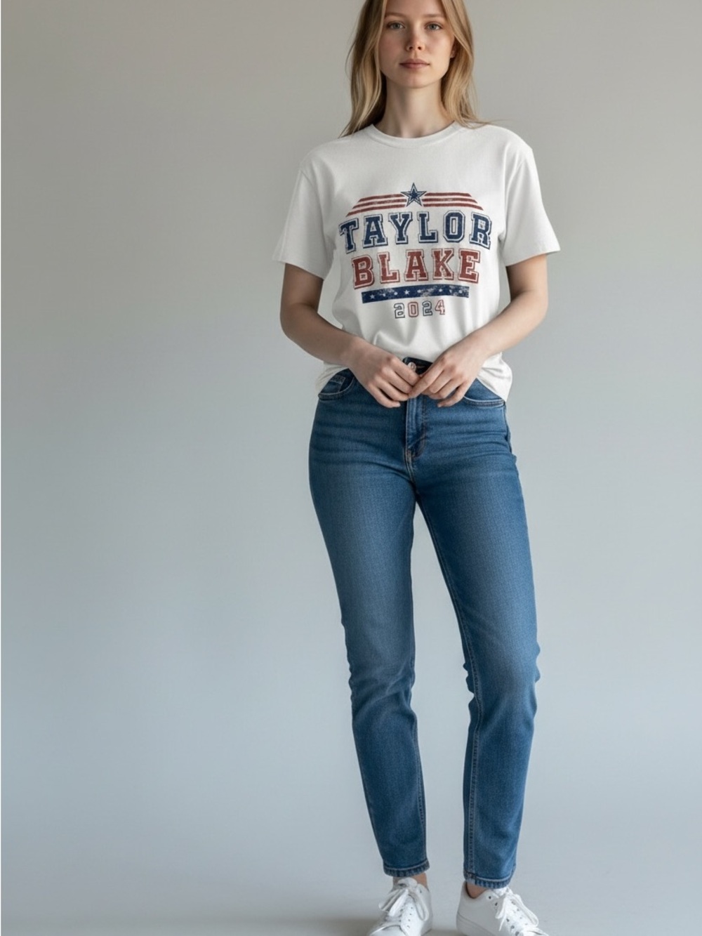 Taylor Blake Originality White Graphic Short Sleeve Tee size small